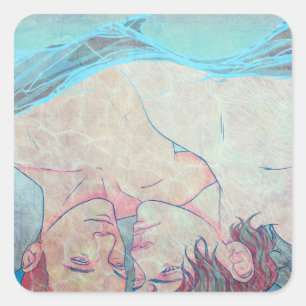 Losse lips vierkante sticker