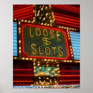 Losse slots ondertekenen op casino, Las Vegas, Nev Poster
