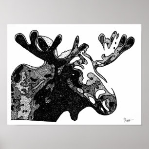 Losse tekening in zwart-wit poster