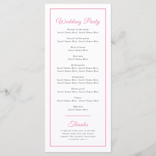 Losse waterverf orchidee bloem huwelijksceremonie programma (Achterkant)