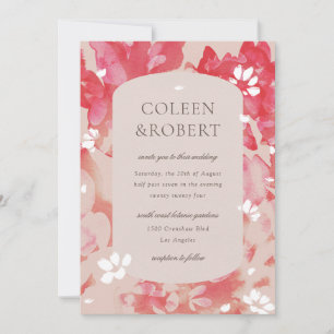 Losse Waterverf Roze Floral Blush Coral Wedding Kaart