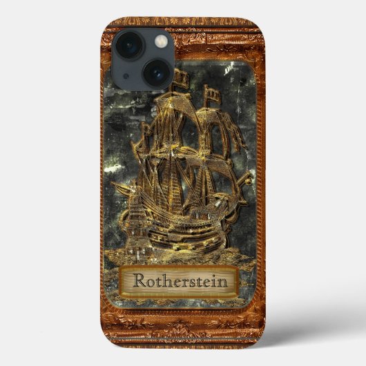 Lost Anchor Cool Old Ship Monogram Case-Mate iPhone Case (Achterkant)