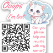 Lost and Found QR sticker Fluffy Pink  (Voorkant)