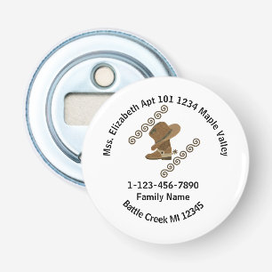 Lost Cowboy Boot and Pet Family Home Address Button Flesopener