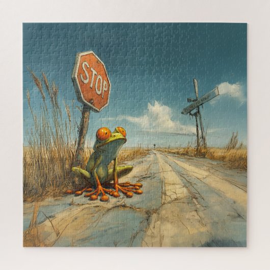 Lost Frog bij Crossroads Legpuzzel (Verticaal)