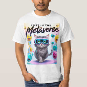 Lost in the Metaverse – Grappig VR Cat Design T-shirt