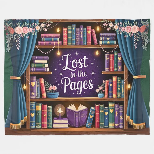 Lost in the Pages, Library of Books Fleece Deken (Voorkant (Horizontaal))