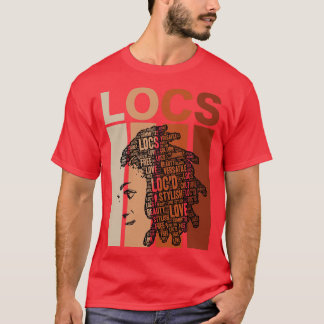 Lost retro woorden in haar t-shirt