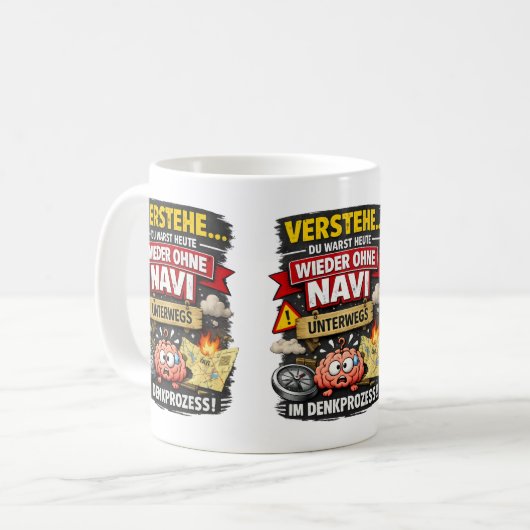 Lost Thought Process – Funny Brain Design Koffiemok (Voorkant links)