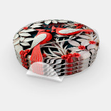 4 pk 3D Look Hiver Cardinal Oiseau Acrylique