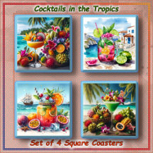 COASTER SET (4) - Cocktails in the Tropics