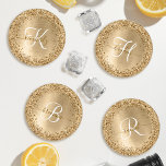 Lot De Dessous-de-verres Faux Gold brossé Parties scintillant métallique Im<br><div class="desc">Personnalisez facilement ce dessous de verre design chic branché avec une jolie parties scintillant dorée brillante sur un arrière - plan métallique brossé à l'or.</div>