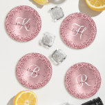 Lot De Dessous-de-verres Parties scintillant en métal brossé rose pâle Nom<br><div class="desc">Personnalisez facilement ce socle de dessous de verre chic branché avec une jolie parties scintillant brillante rose vif sur un arrière - plan métallique brossé rose vif.</div>