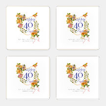 Ruban Rose Doré 40ème Anniversaire