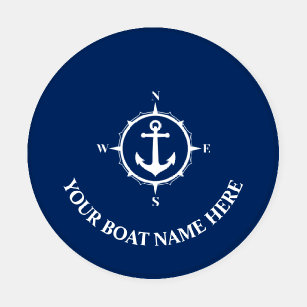 Lot De Dessous-de-verres Votre nom de bateau avec Ancre Compass sur bleu ma