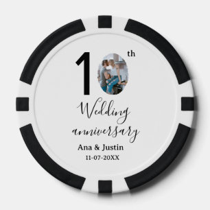 Lot De Jeton De Poker 10e anniversaire du mariage nom photo bold lettre