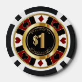 Lot De Jeton De Poker $1 Dollar Casino Poker Chip Las Vegas - Rouge / Or (Verso)