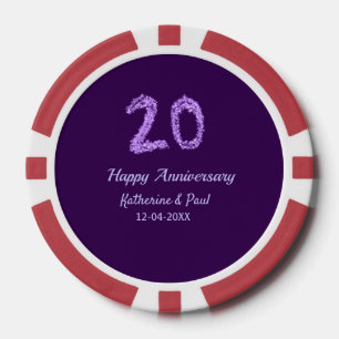 Lot De Jeton De Poker 20e heureux anniversaire ajouter nom du couple dat