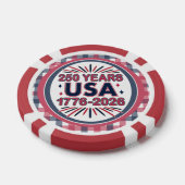 Lot De Jeton De Poker 250 ans USA | Semiquinentenaire 1776-2026 (Simple)