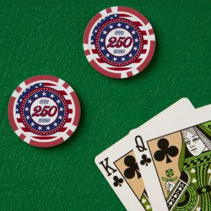 Lot De Jeton De Poker 250e anniversaire d'Amérique avec le drapeau des É