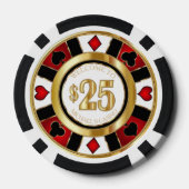 Lot De Jeton De Poker 25 $ Casino Poker Chip Las Vegas - Rouge/Blanc (Verso)