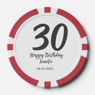 Lot De Jeton De Poker 30e anniversaire ajouter nom date année noir modèl