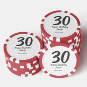 Lot De Jeton De Poker 30e anniversaire ajouter nom date année noir modèl (Empiler)