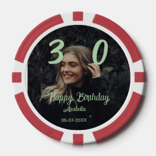 Lot De Jeton De Poker 30e anniversaire ajouter nom date année vert paste