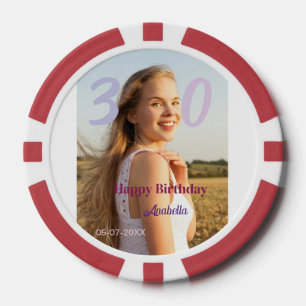 Lot De Jeton De Poker 30e anniversaire ajouter nom date année VIOLET ROS