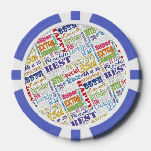 Lot De Jeton De Poker 35e anniversaire spécial Fête Monogramme personnal