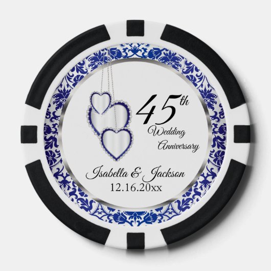 Lot De Jeton De Poker 45e anniversaire du Mariage Heart Keepsaké (Recto)