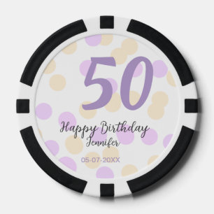 Lot De Jeton De Poker 50e anniversaire ajouter nom date violet orange po
