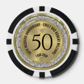 Lot De Jeton De Poker 50e anniversaire du Mariage Diamants blancs d'or (Recto)