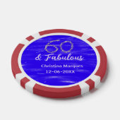 Lot De Jeton De Poker 60 & fabuleux anniversaire bleu argent ajouter nom (Simple)