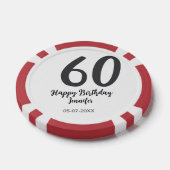 Lot De Jeton De Poker 60e anniversaire ajouter nom date année noire modè (Simple)