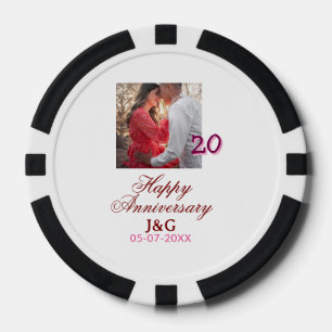 Lot De Jeton De Poker À 20 ans de mariage joyeux anniversaire ajoutez un