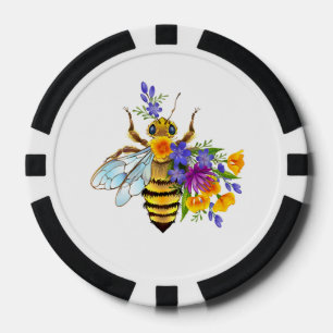 Lot De Jeton De Poker Abeille à fleurs avec plantes sauvages