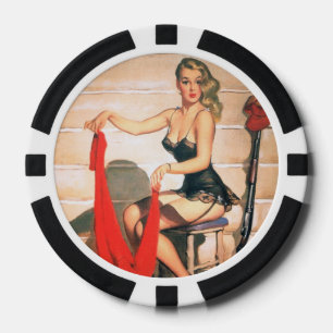 Lot De Jeton De Poker Allons Chasser - Art de Pin-up Vintage