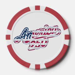Lot De Jeton De Poker Amérique 250 Drapeau Script Semiquincentennial Des