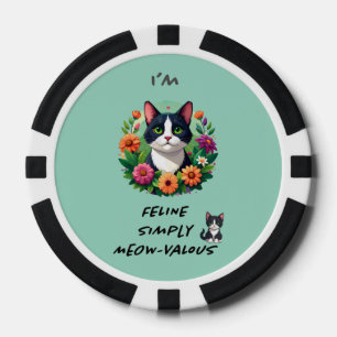 Lot De Jeton De Poker Amoureux des chats floral Chat Tuxedo