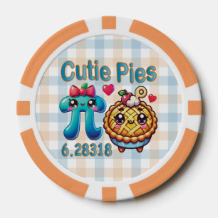 Lot De Jeton De Poker Amusants “Cutie Pies” Symbole Pi mignon et jeu de 