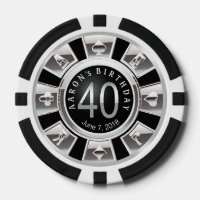 Amy 40 Anniversaire Vegas Casino Chip Silver Black