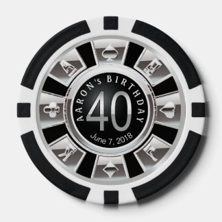 Lot De Jeton De Poker Amy 40 Anniversaire Vegas Casino Chip Silver Black