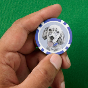 Lot De Jeton De Poker Anglais Setter Blue Belton Peinture Chien Art