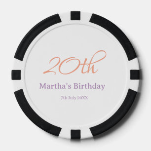 Lot De Jeton De Poker anniversaire 20 ans vert violet nom simple mode te