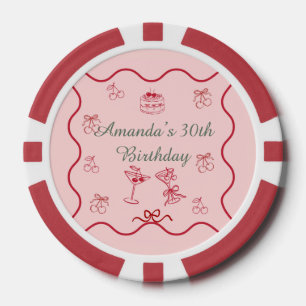 Lot De Jeton De Poker Anniversaire Cerise sur le Gâteau