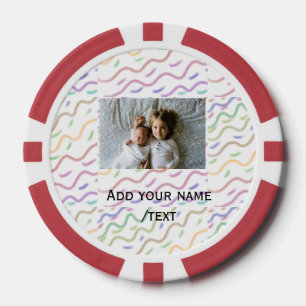 Lot De Jeton De Poker Aquarelle colorée spirale motif ajouter nom photo