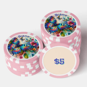 Lot De Jeton De Poker Aquarelle Papillon Floral Garden Personnalisé