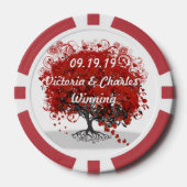 Lot De Jeton De Poker Arbre à feuilles de coeur rouge (Recto)