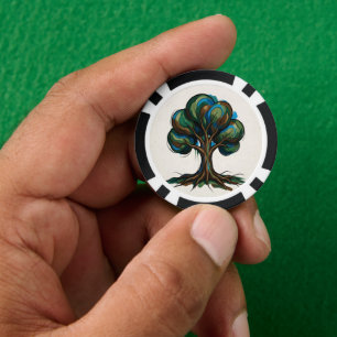 Lot De Jeton De Poker Arbre abstrait art ludique